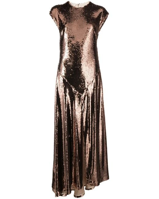 Philosophy Di Lorenzo Serafini Pink Pleated Sequinned Gown