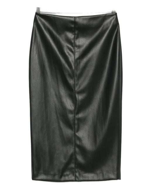 Nude Black Back-Slit Midi Skirt