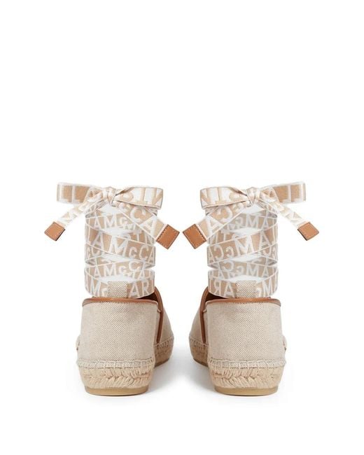 Stella McCartney White Logo-Lettering Flat Espadrilles