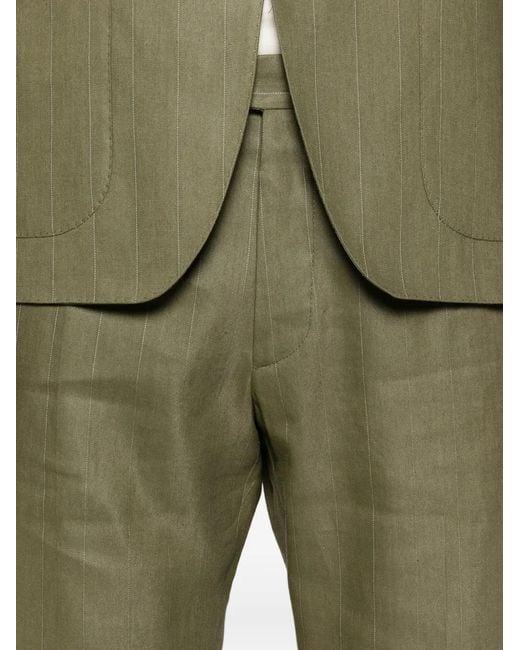 Tagliatore Green Pinstriped Suit for men