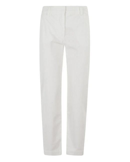 Eleventy White Belt-Loops Straight Trousers