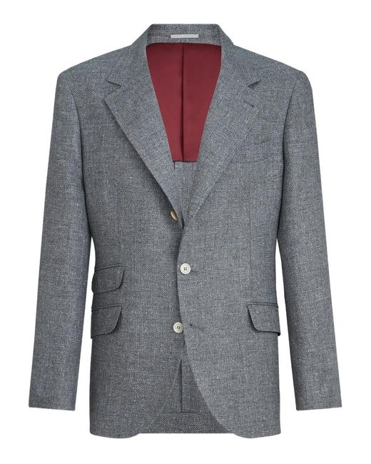 Brunello Cucinelli Blue Single-Breasted Blazer for men