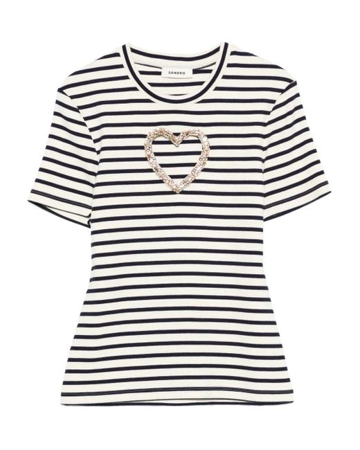 Sandro ストライプ Tシャツ Natural