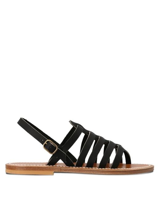 K. Jacques Black Homere Sandalen mit Knöchelriemen