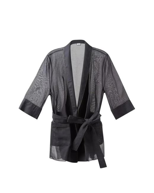 Brunello Cucinelli Gray Sheer Belted Jacket