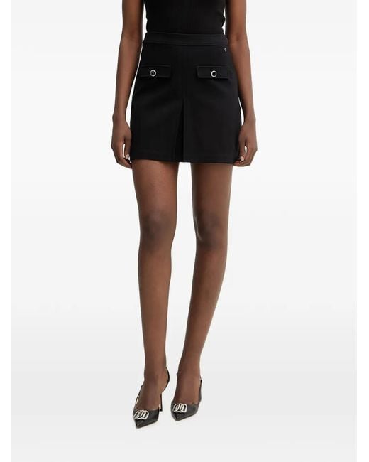 Guess Black Embellished-Button Pleated Mini Skirt