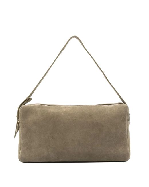 Elleme Gray Große Trousse Wildleder-Schultertasche mit Reißverschluss