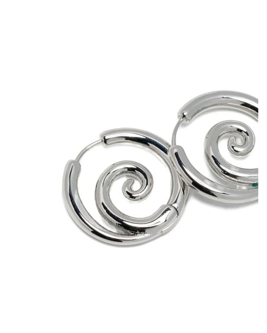 Kenneth Jay Lane White Swirl-Hoop Earrings