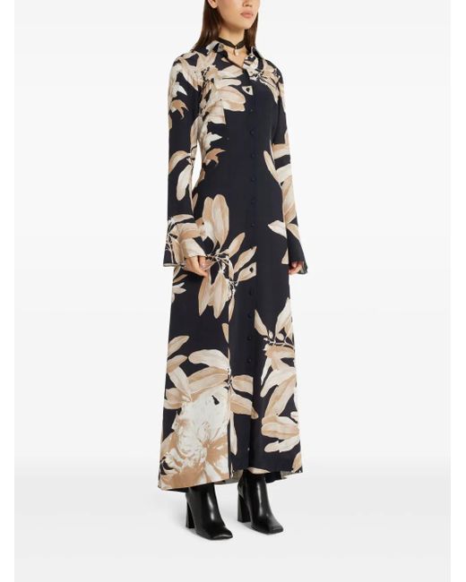 Hemant & Nandita Black Floral-Print Midi Dress