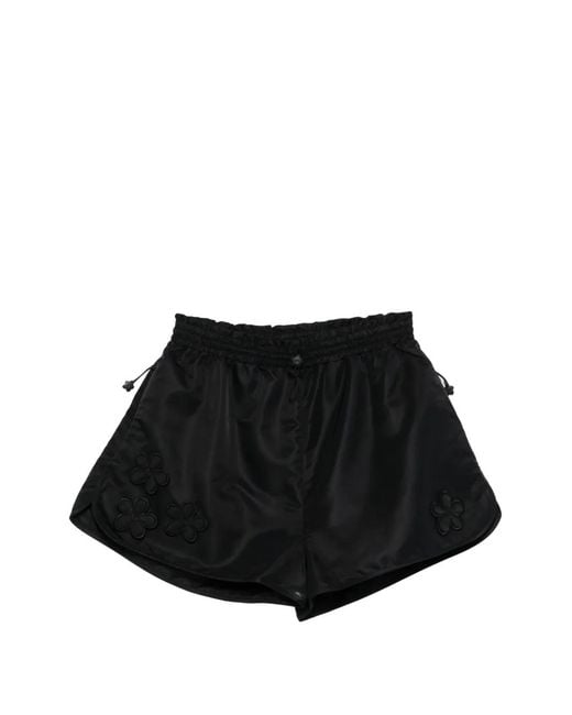 CECILIE BAHNSEN Black Colette Floral-Patch Shorts