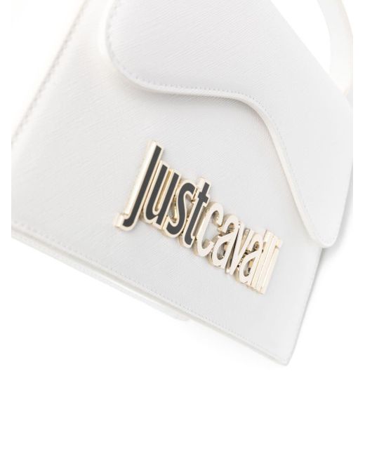 Just Cavalli White Logo-lettering Faux-leather Tote Bag