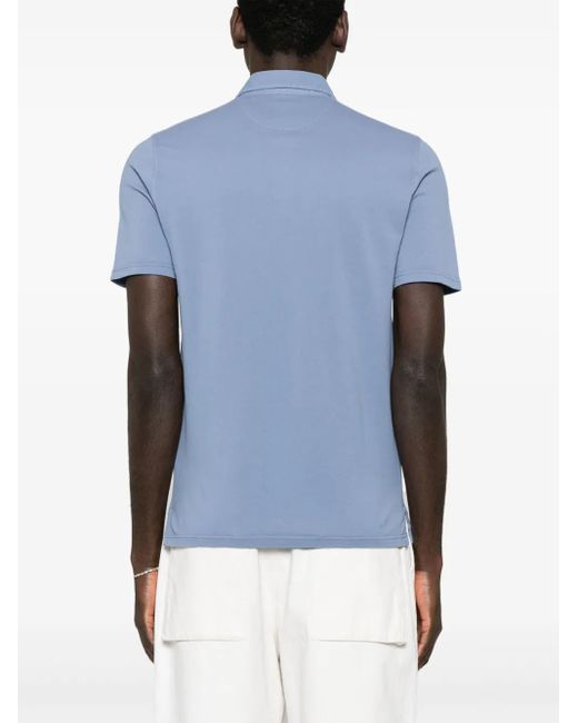 Fedeli Blue Piqué Polo Shirt for men