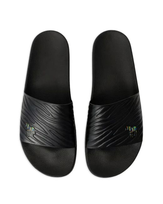 Paul Smith Black Zebra-Embossed Slides for men