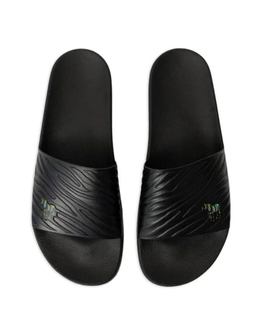 Paul Smith Black Zebra-Embossed Slides for men