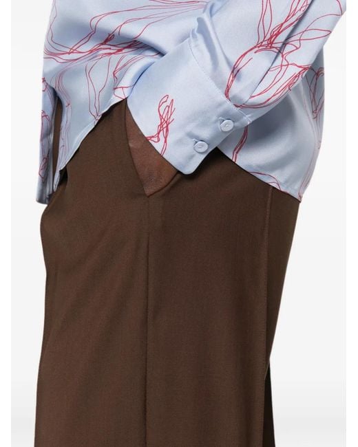 Fabiana Filippi Brown Elasticated-Waist Pressed-Crease Trousers