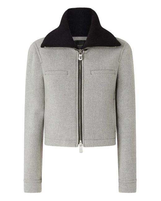 Pinko Gray Slim-fit Jacket With Knit Collar