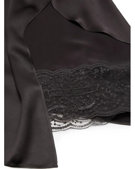 Acne Black Shiny Satin Slip Dress