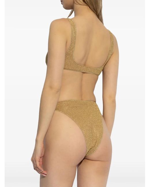 Oseree White Lumiere Sporty 90S Lurex Bikini