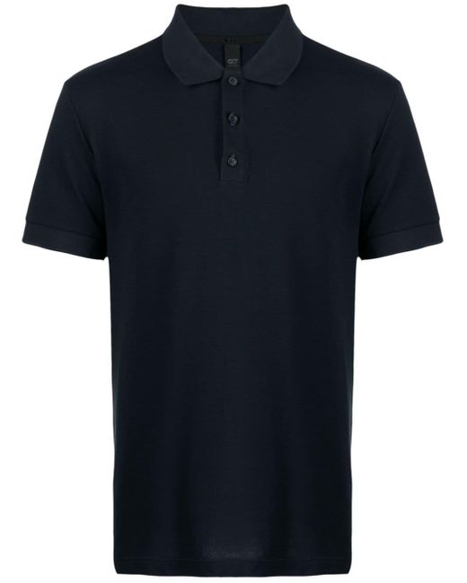 Alpha Tauri Blue Logo-patch Cotton Polo Shirt for men