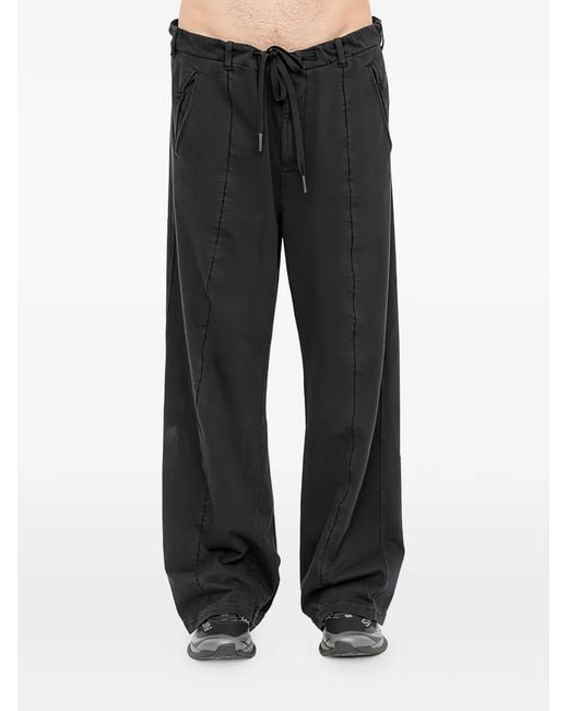 Andrea Ya'aqov Black Drawstring Wide-Leg Trousers for men