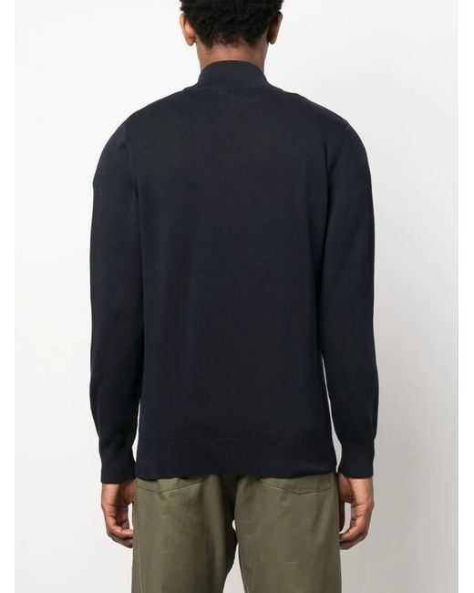 Barbour Blue Logo-Embroidered Half-Zip Jumper for men