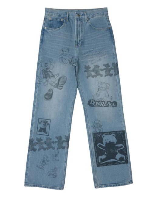 Vaqueros anchos con estampado gráfico DOMREBEL de hombre de color Blue