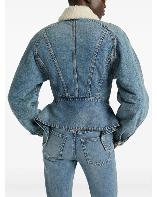 Balmain Blue Faded Denim Peplum Jacket