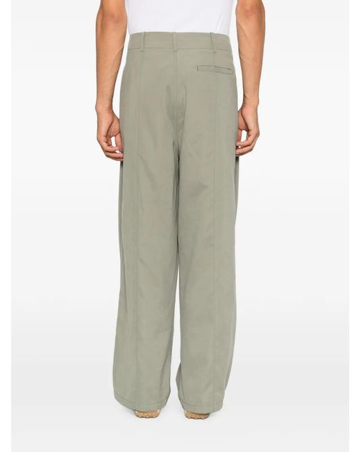 Giorgio Armani Gray Pleated Wide-Leg Trousers for men