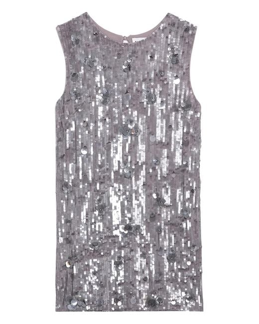 P.A.R.O.S.H. Gray Sequin-Embellished Mini Dress