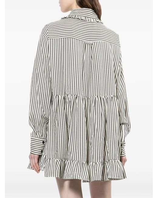 The Ragged Priest Gray Charm Stripe Mini Shirt Dress