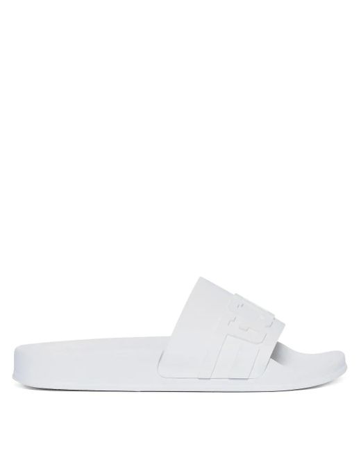 Gcds White Logo-Embossed Pool Slides for men