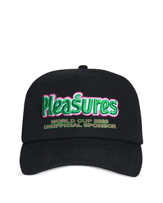 Pleasures Black Embroidered Baseball Cap for men