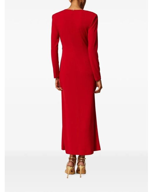 Twinset Red Long Dress With Draping
