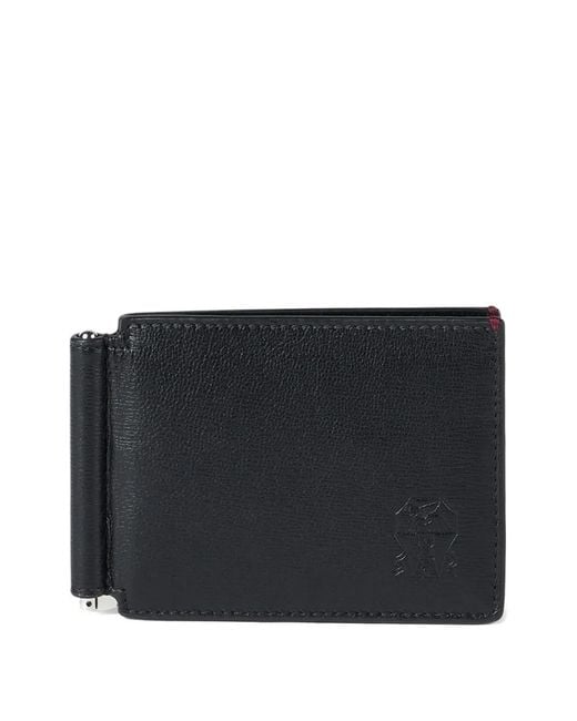 Brunello Cucinelli Black Grained Leather Money Clip Wallet for men
