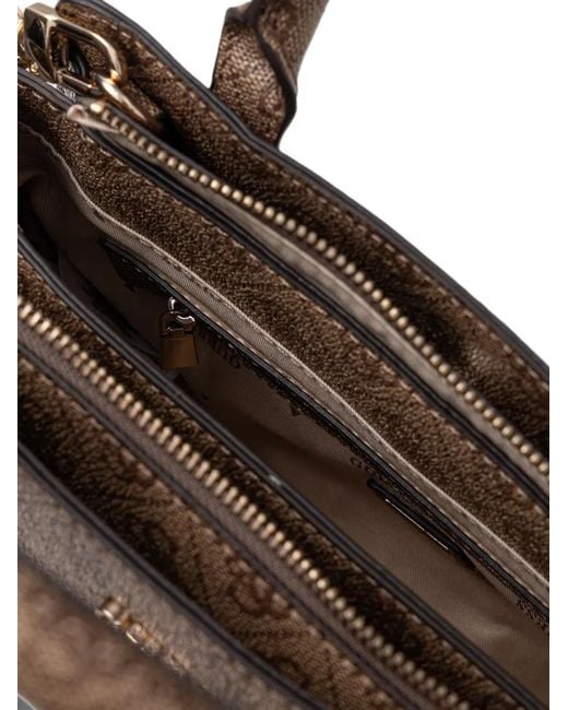 Guess Brown Leona Monogram-Print Shoulder Bag