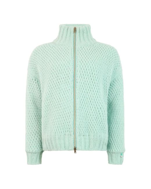 Herno Green Zip-Up Knit Cardigan