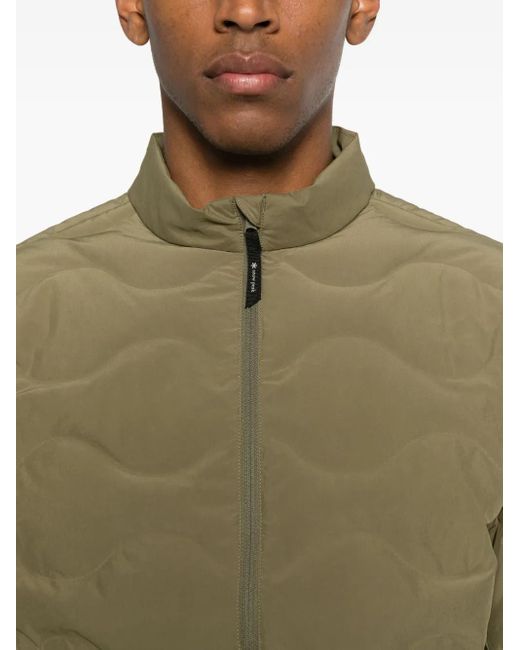 Snow Peak Green Pull Matelassé À Fermeture Zippée