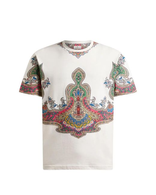 Etro Gray Cotton T-Shirt Roma for men