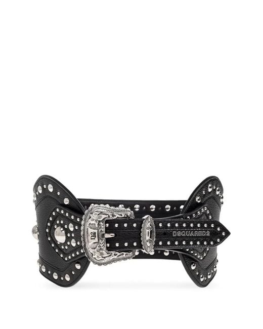 DSquared² Black Studded Leather Belt