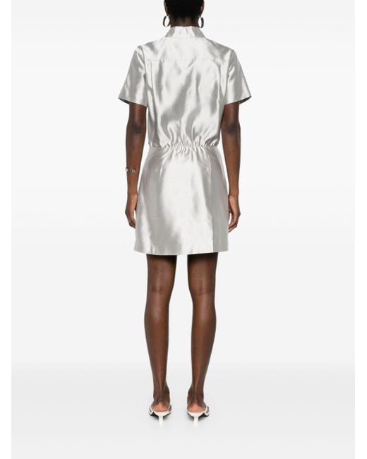 Theory White Shantung Silk Mini Dress