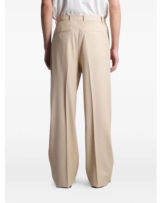 Lardini Natural Pleated-Detail Pressed-Crease Trousers for men