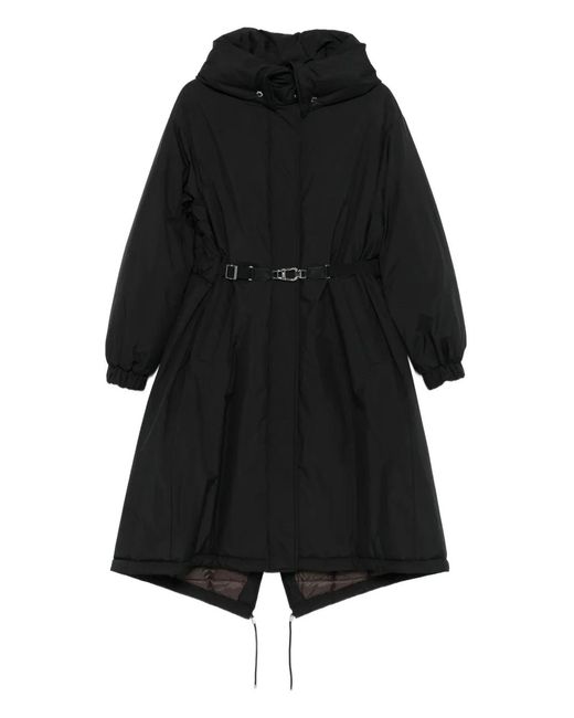 Moorer Black Belted High-Neck Coat