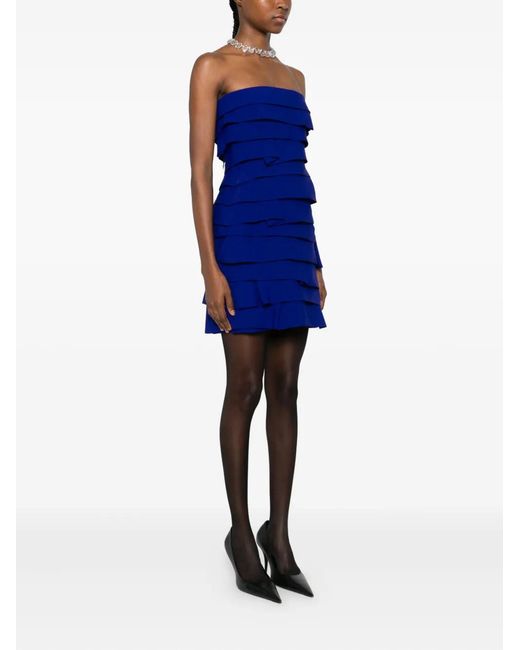 Versace Blue Flounced Minidress