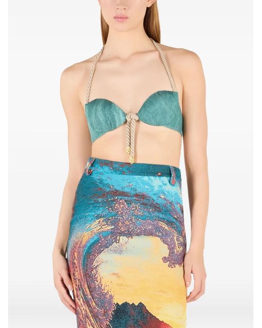 Roberto Cavalli Green Rope-Detailing Top