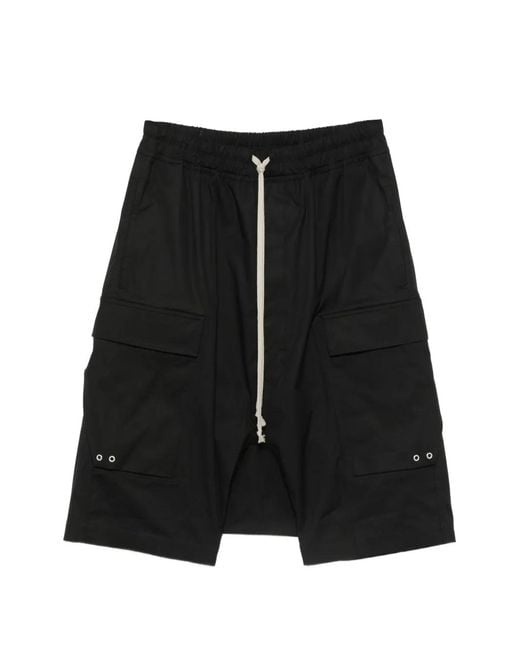 Rick Owens Black Short Cargo À Taille Élastiquée for men