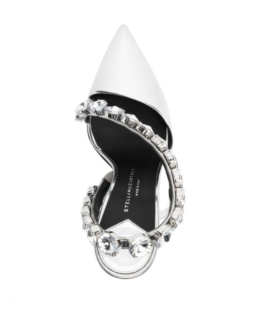 Zapatos de tacón con apliques de cristal Stella McCartney de color White