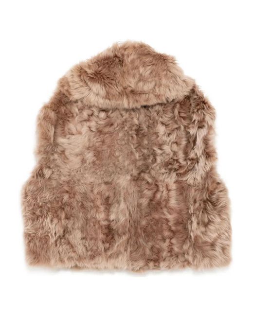 Yves Salomon Brown Hooded Shearling Jacket