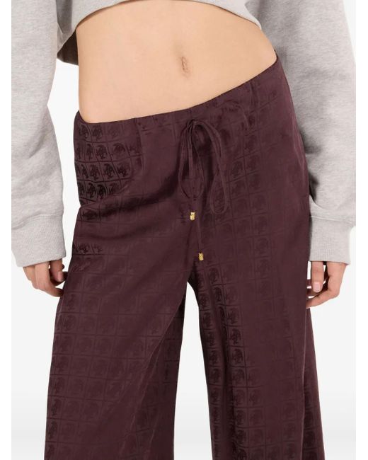 Roberto Cavalli Purple Monogram-Pattern Drawstring Trousers