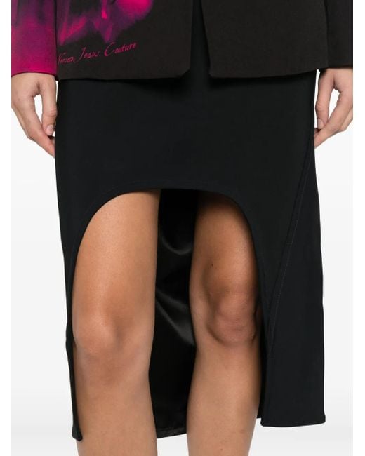 Plan C Black Cut-Out Midi Skirt