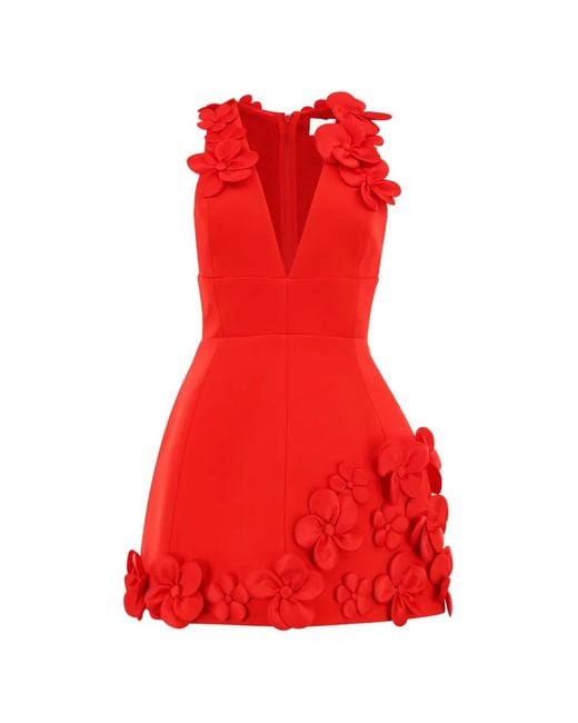 Bronx and Banco Red Estelle Floral-Appliqué Mini Dress
